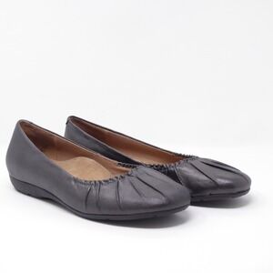 Abeo Women Taylin Leather Ballet Flats Size 7.5 Comfort Silver Metallic Orthotic